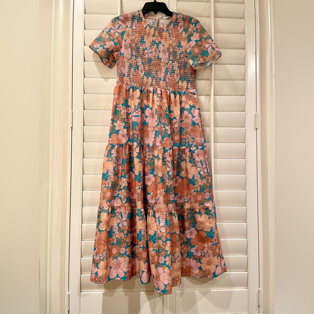 Floral Dress in Pink and Green
